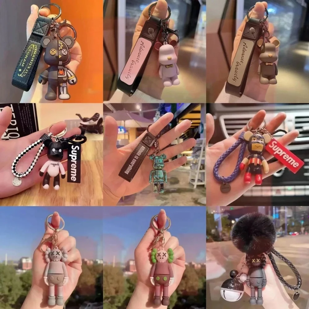 Supreme Bearbrick-style Figure Keychain