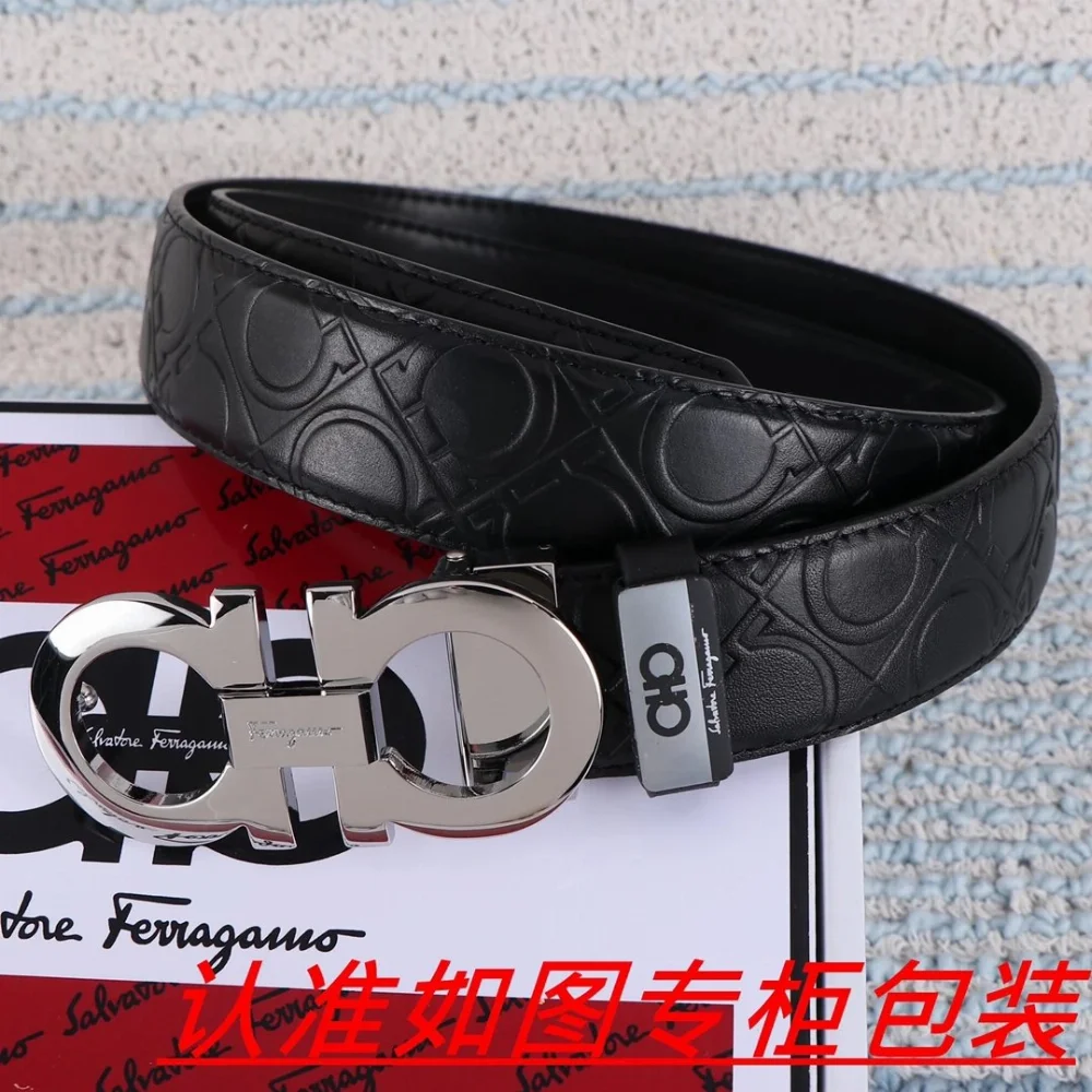 Salvatore Ferragamo Gancini Logo Embossed Belt