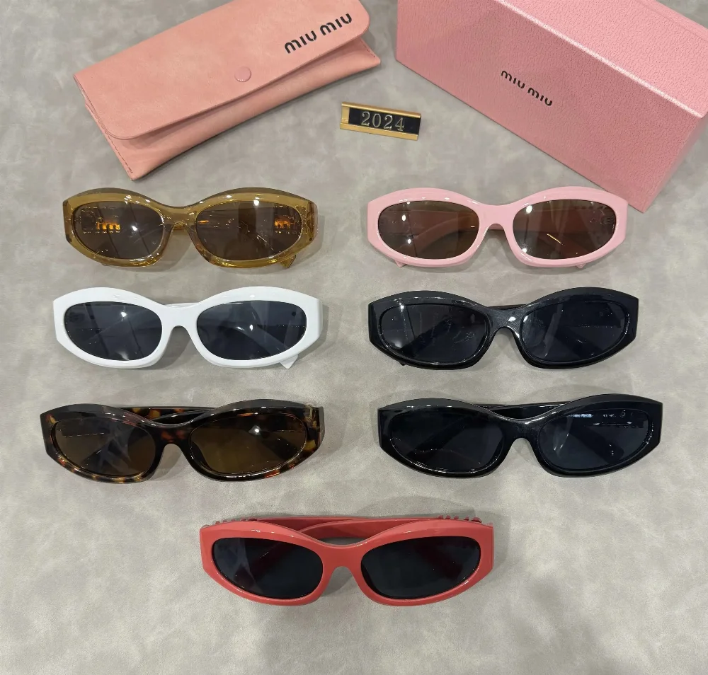 Miu Miu Oval-frame acetate sunglasses in multiple colors