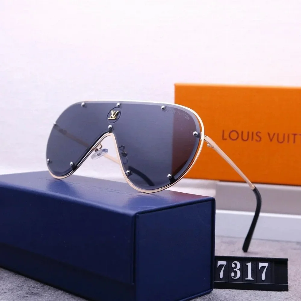 Louis Vuitton Gold-tone aviator sunglasses with dark gradient lens and rivet details