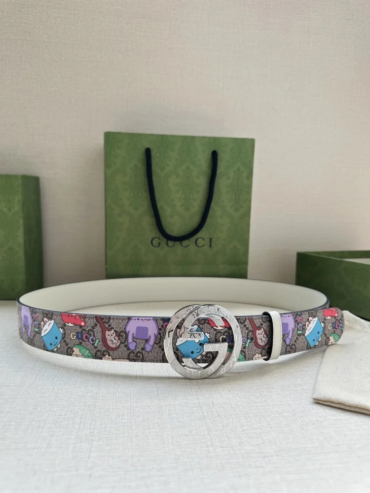 Gucci Cartoon Print GG Marmont Belt
