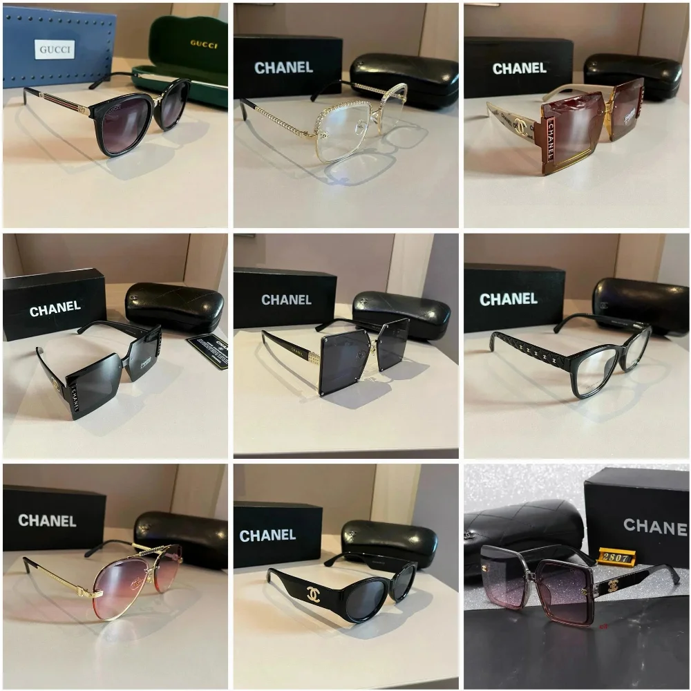 Chanel Square round aviator oversized sunglasses with CC logo metal accents