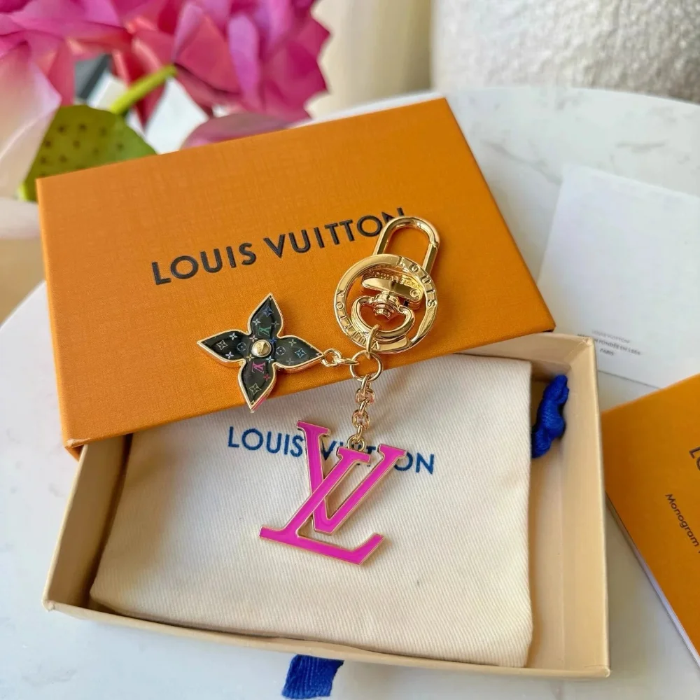 Louis Vuitton Monogram Multicolor Flower and Pink LV Keychain