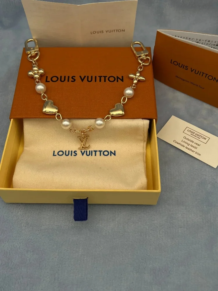 Louis Vuitton LV Monogram Heart Pearl Chain Bracelet