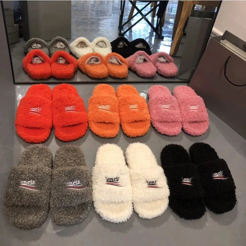 Lenci Fuzzy Slide Slippers
