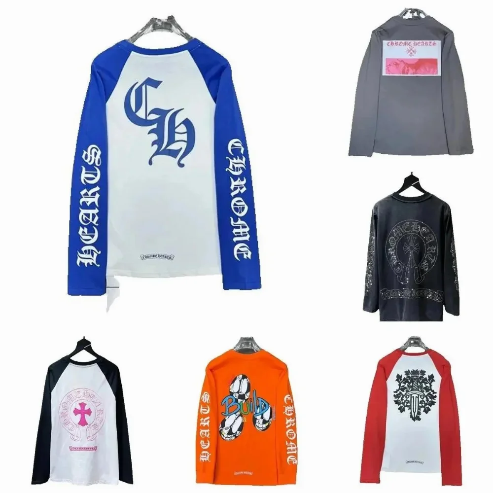 Chrome Hearts Cross and Logo Print Raglan Long Sleeve T-Shirt