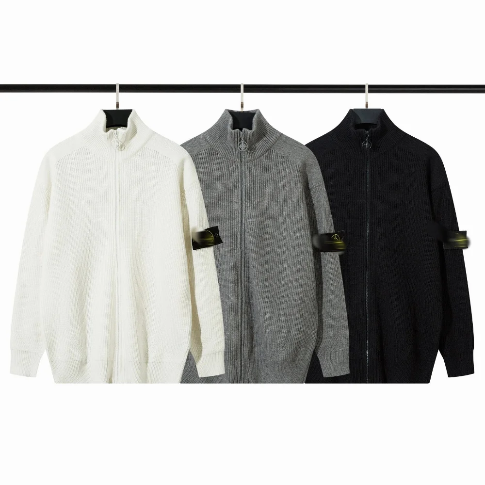 Stone Island Compass Badge Zip-Up Knit Sweater