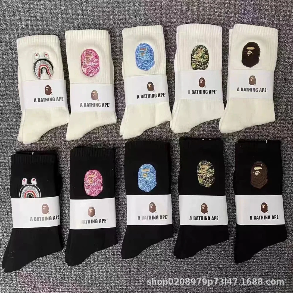 A BATHING APE Embroidered Ape Head Socks
