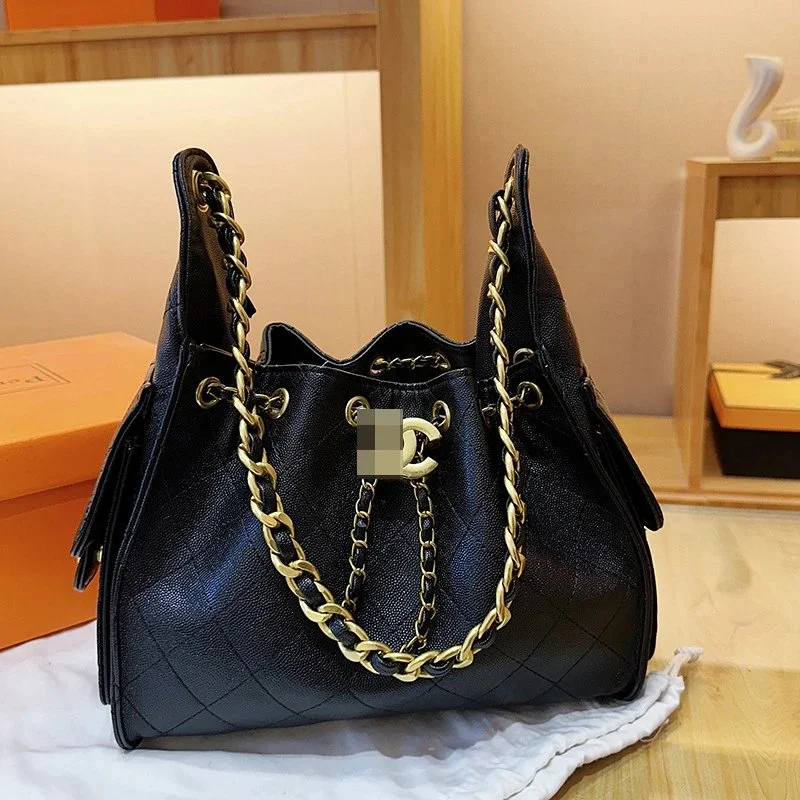 Chanel Quilted Chain Strap Bucket Bag