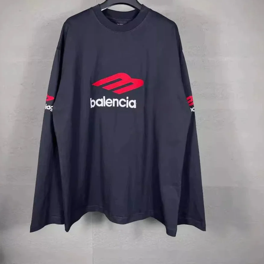 Balenciaga M Logo Print Long Sleeve T-Shirt