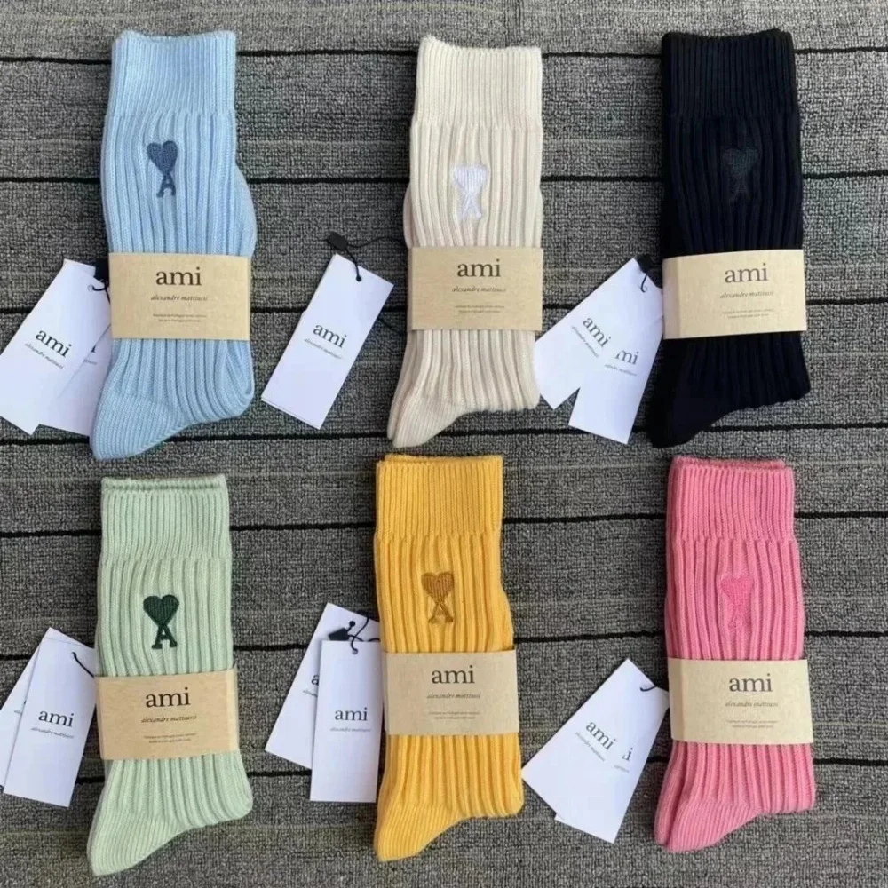 Ami Heart Logo Ribbed Socks