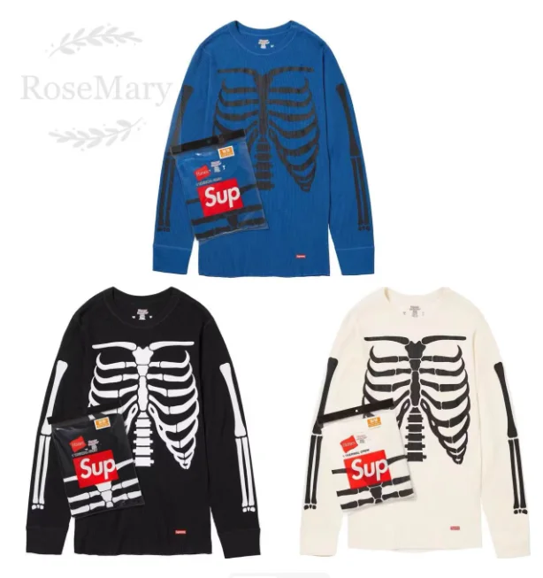 Supreme Skeleton Print Thermal Crew