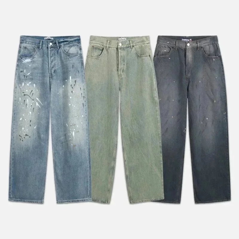 Acne Studios Paint-Splatter Distressed Denim Shorts