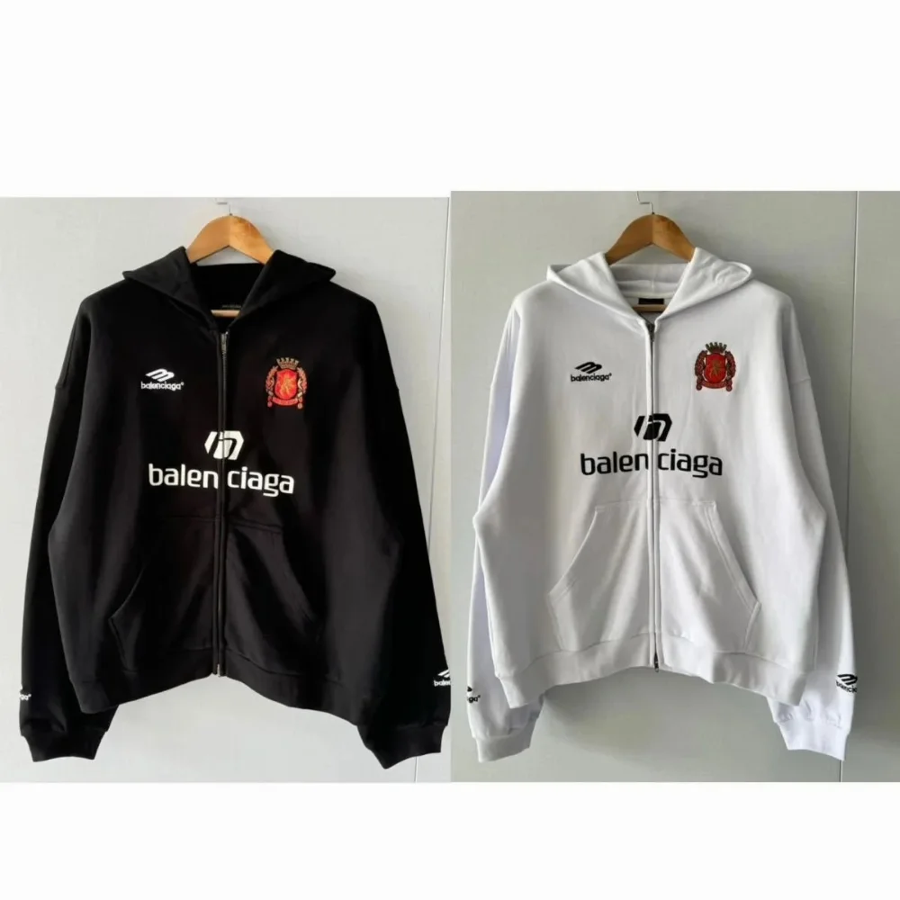 Balenciaga Crest Logo Zip-Up Hoodie