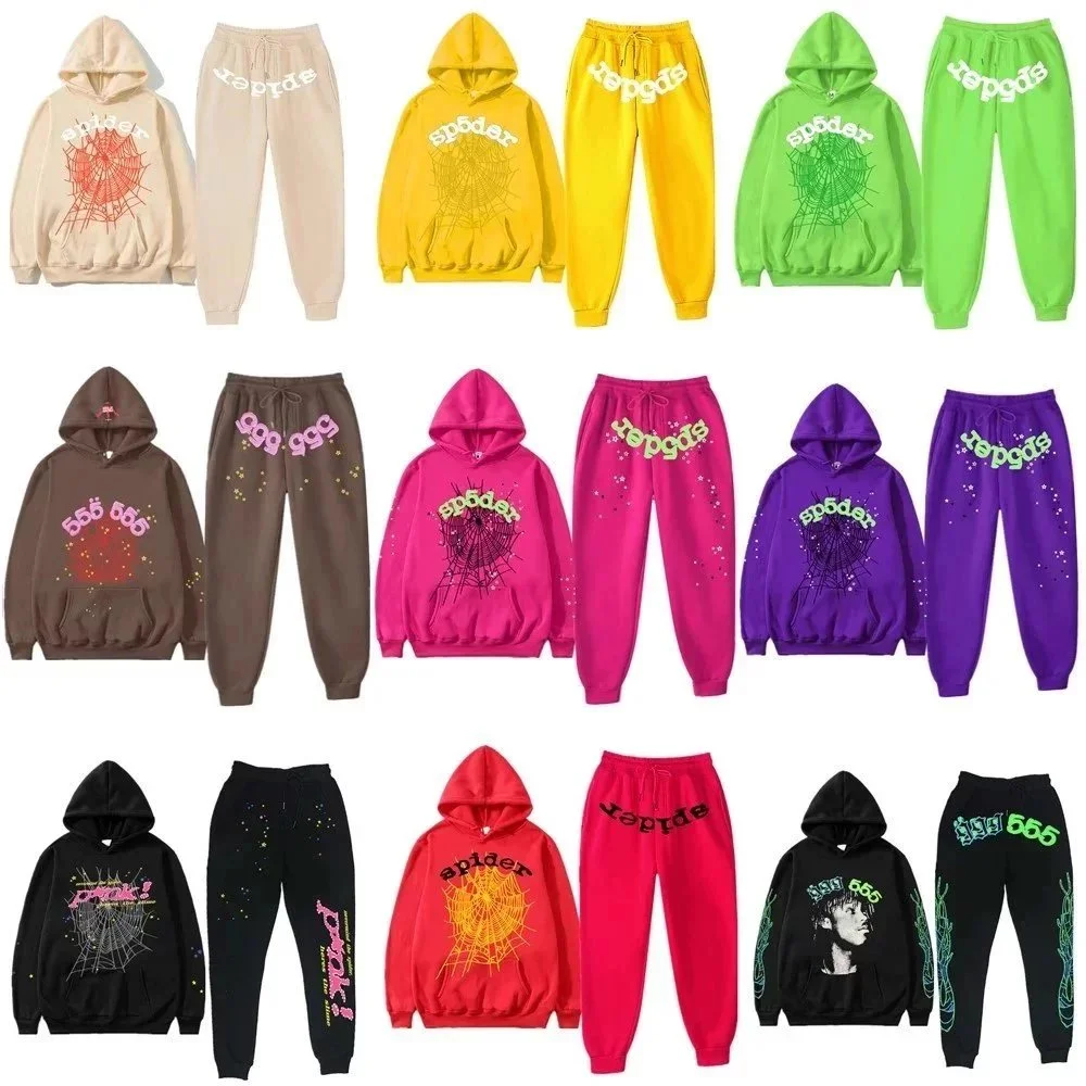 Sp5der Spider Web Graphic Hoodie and Joggers Set