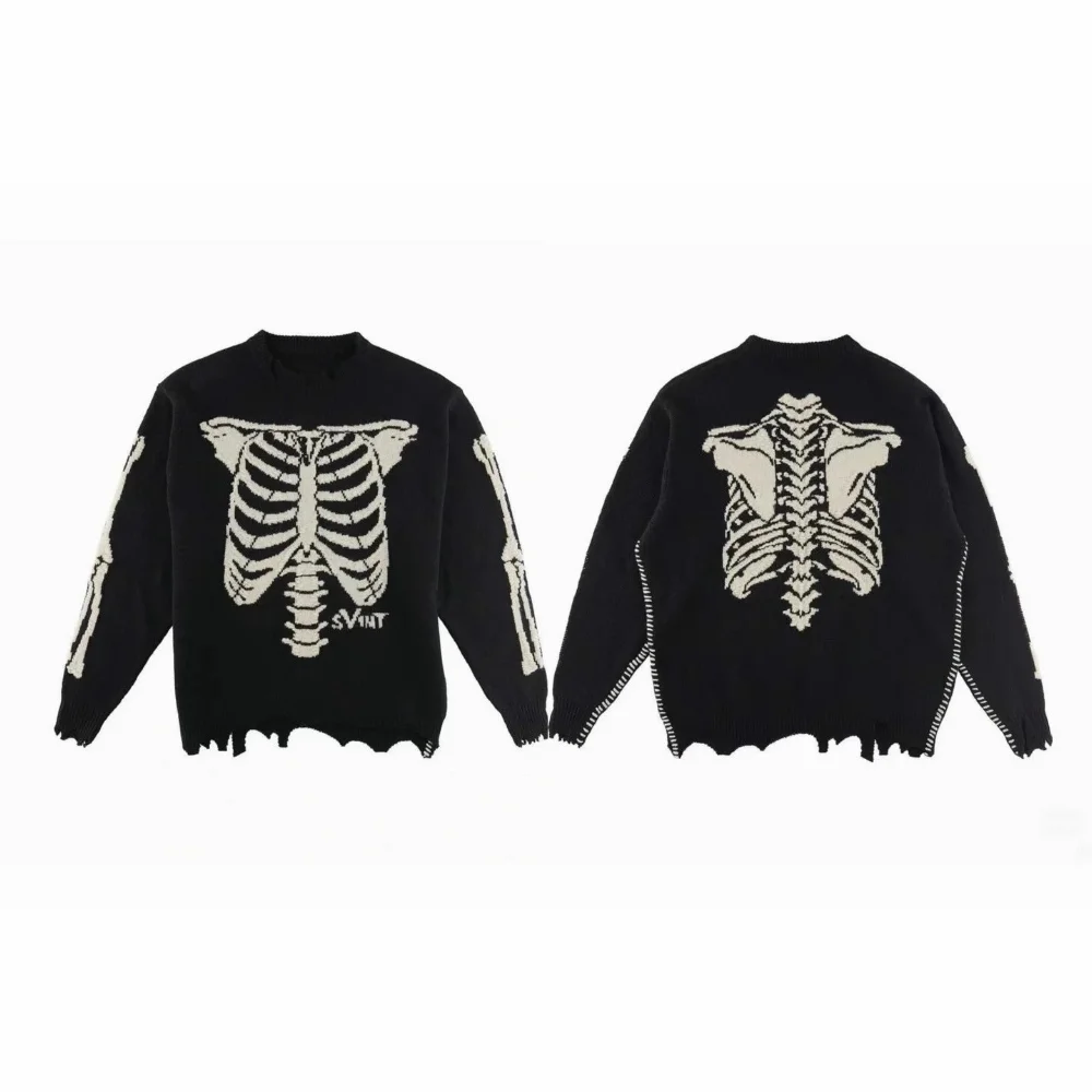 SVNT Skeleton Ribcage Knit Sweater