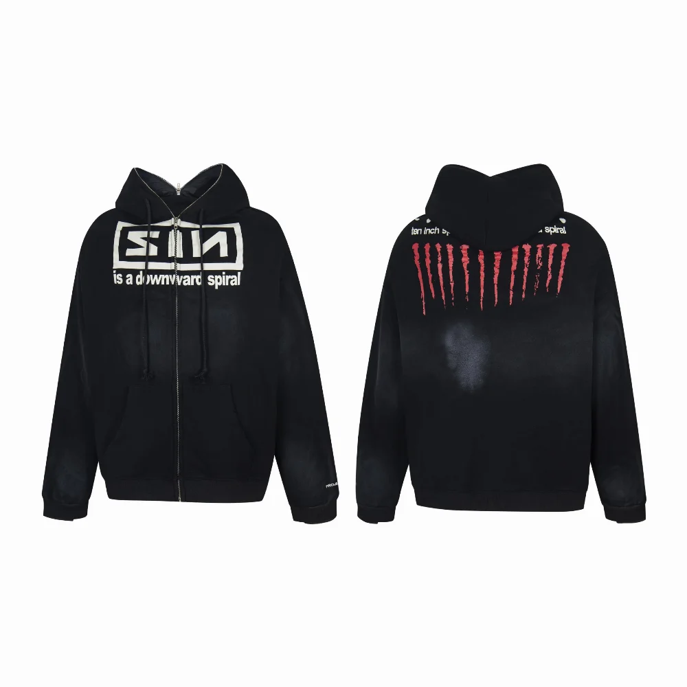 Synaworld Downward Spiral Graphic Zip-Up Hoodie
