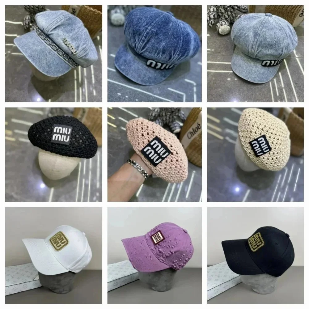 Miu Miu Chain-Trimmed Denim Baker Boy Cap