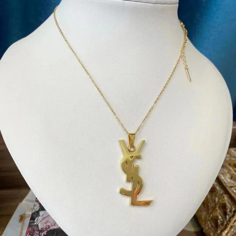Yves Saint Laurent Monogram Pendant Necklace