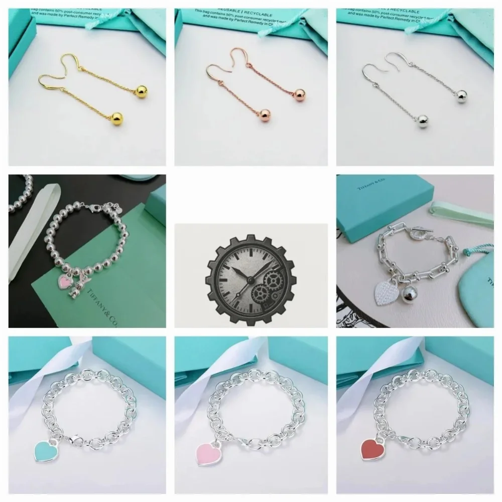 Tiffany & Co. Heart Tag Charm Bracelet and Drop Earrings