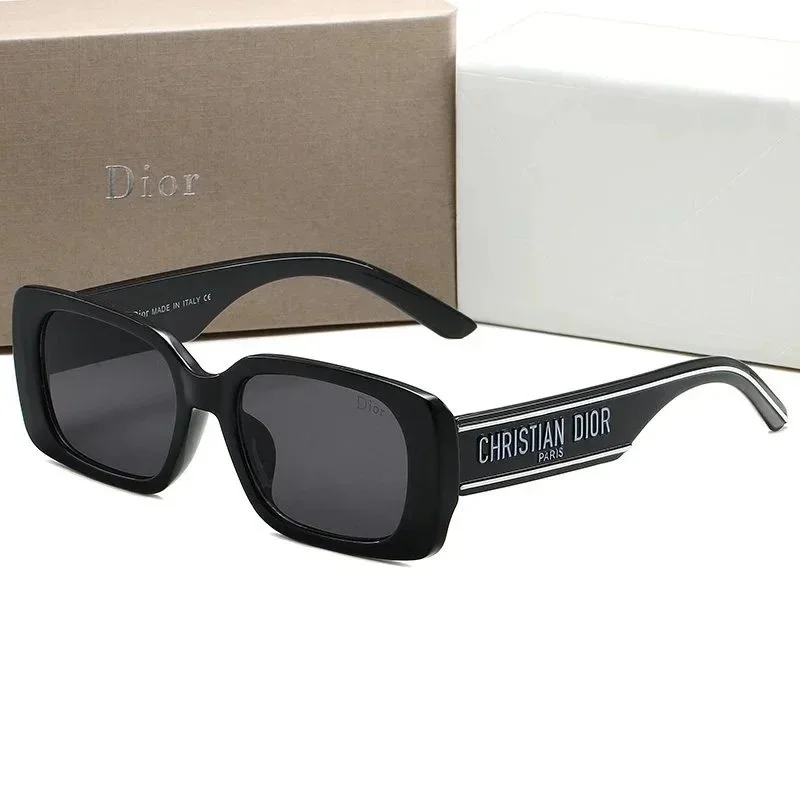 Christian Dior Black acetate square-frame sunglasses with white text temples