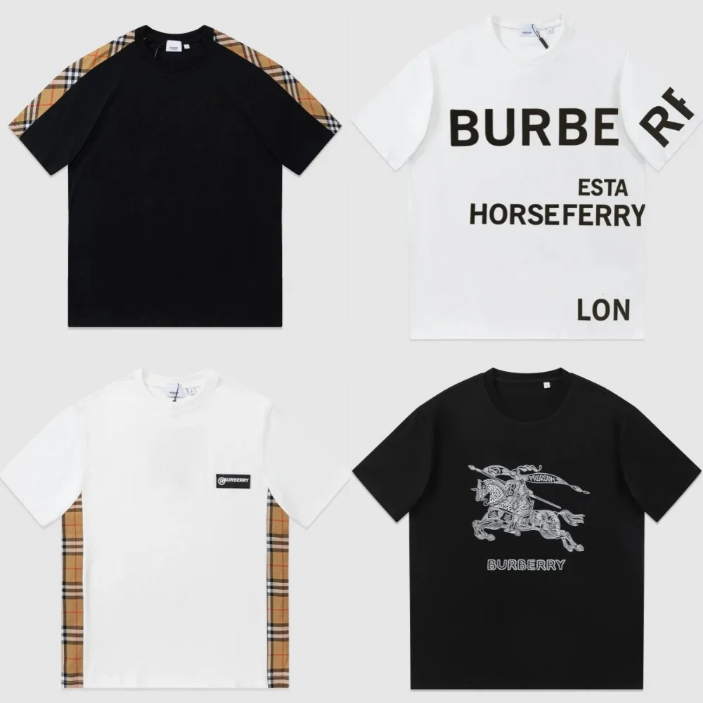 Burberry Check Panel and Equestrian Knight Graphic T-Shirt