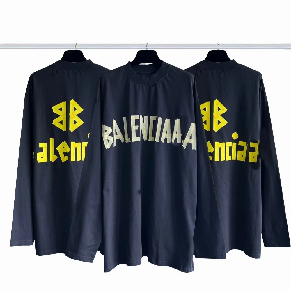 Balenciaga Tape Logo Long-Sleeve T-Shirt