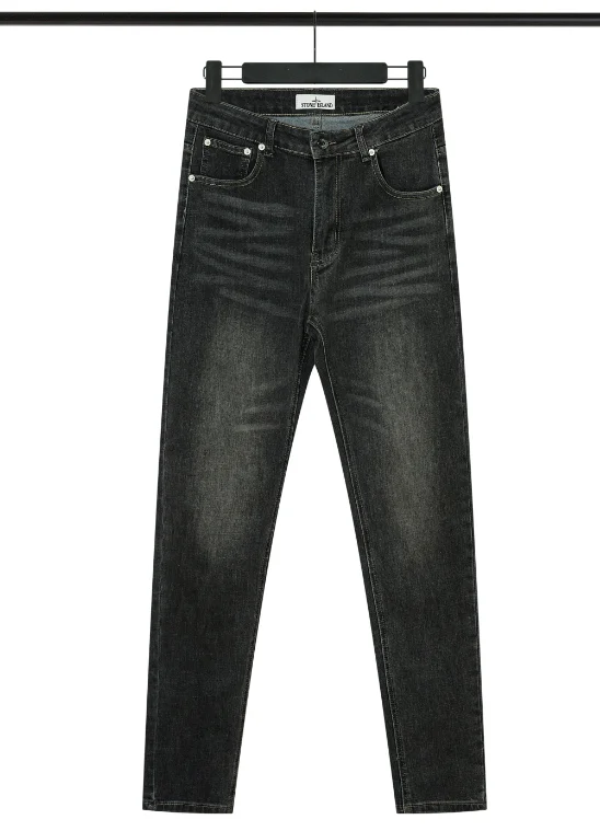 Stone Island Dark washed slim fit denim jeans with silver rivets