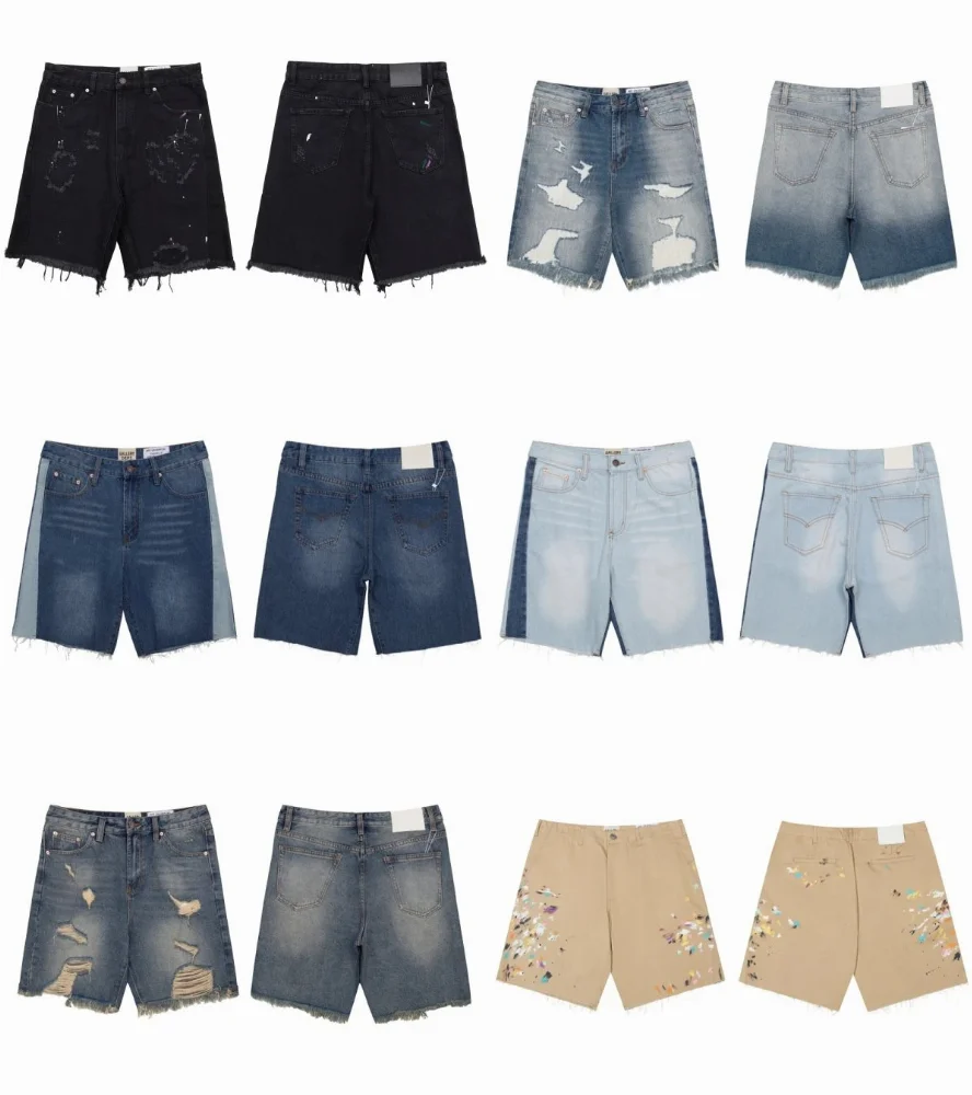 Gallery Dept Paint-Splatter Distressed Denim Shorts