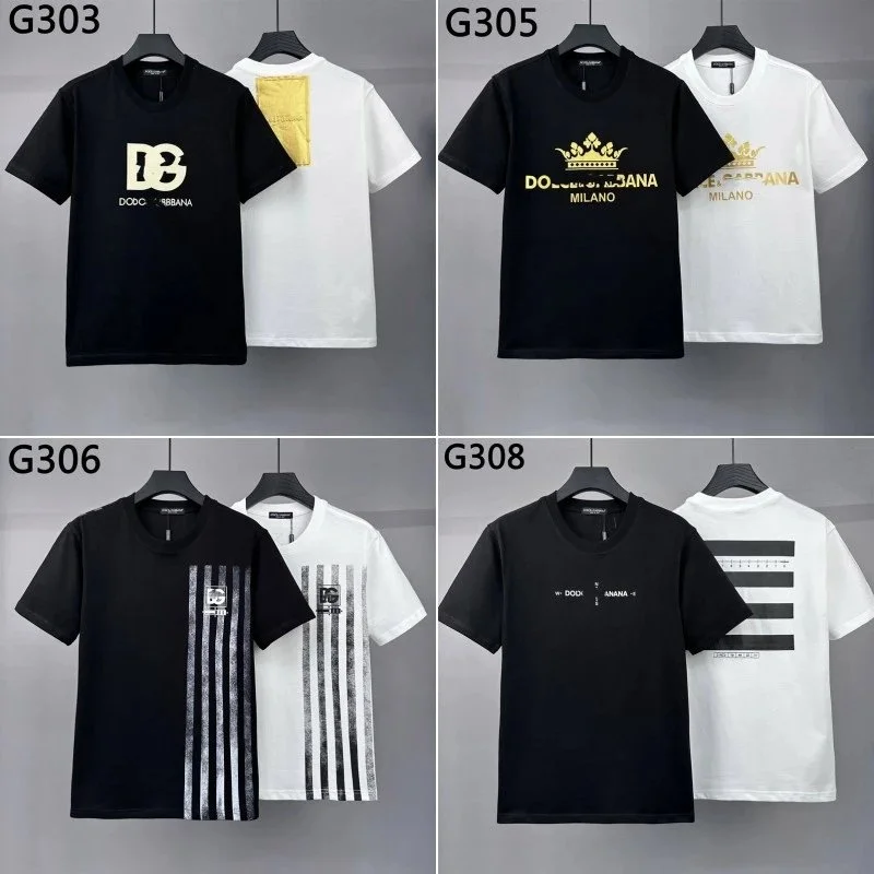 Dolce & Gabbana Crown Logo and Stripe Print T-Shirt