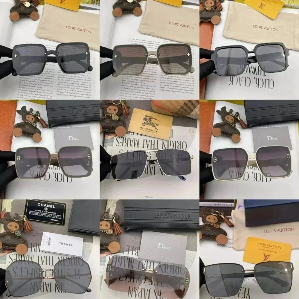 Square frame rimless sunglasses with gradient lenses and metal accents