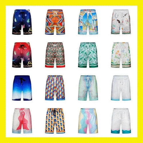 Colorful architectural illustration print shorts with elastic waist and drawstring