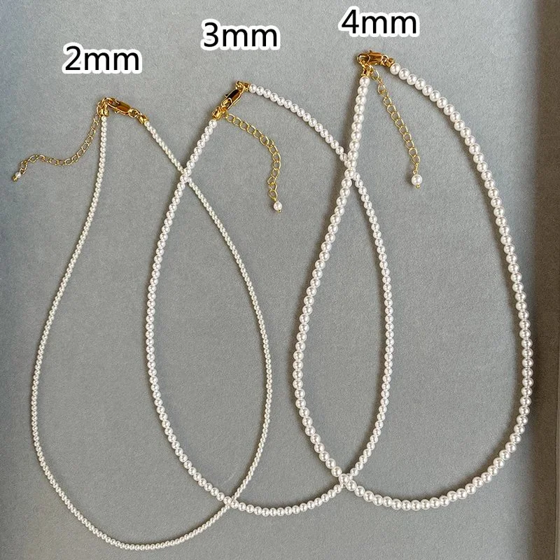 Fine pearl bead chain necklace in multiple sizes