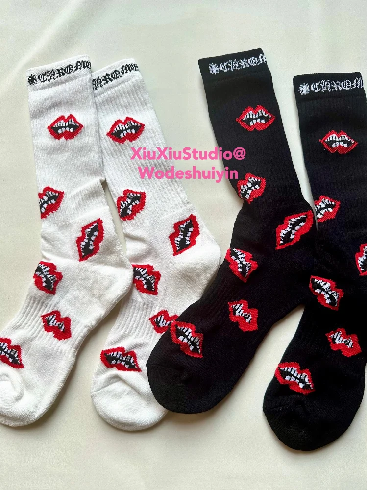 Chrome Hearts Lips Print Crew Socks