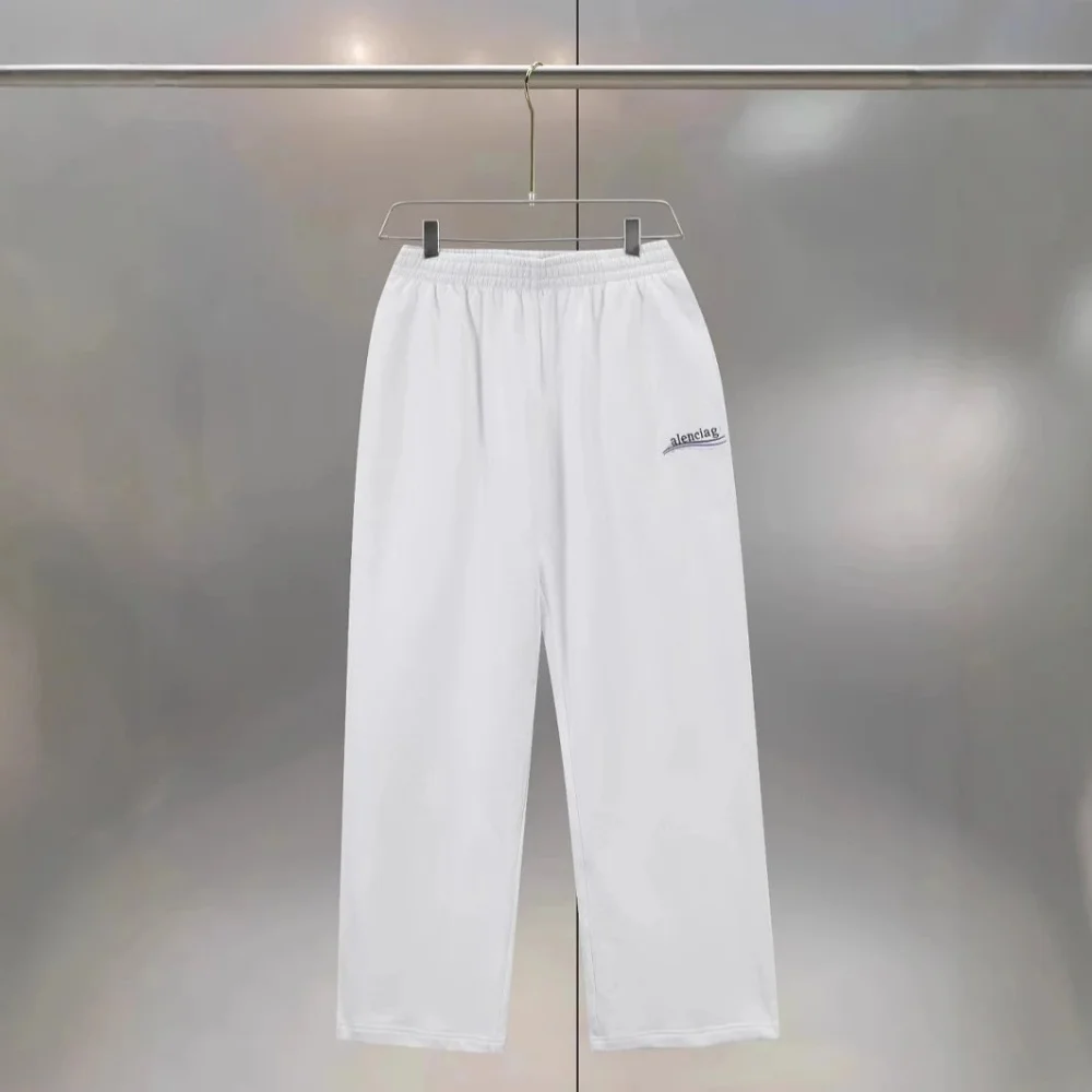Balenciaga white cotton jogger pants with small embroidered logo
