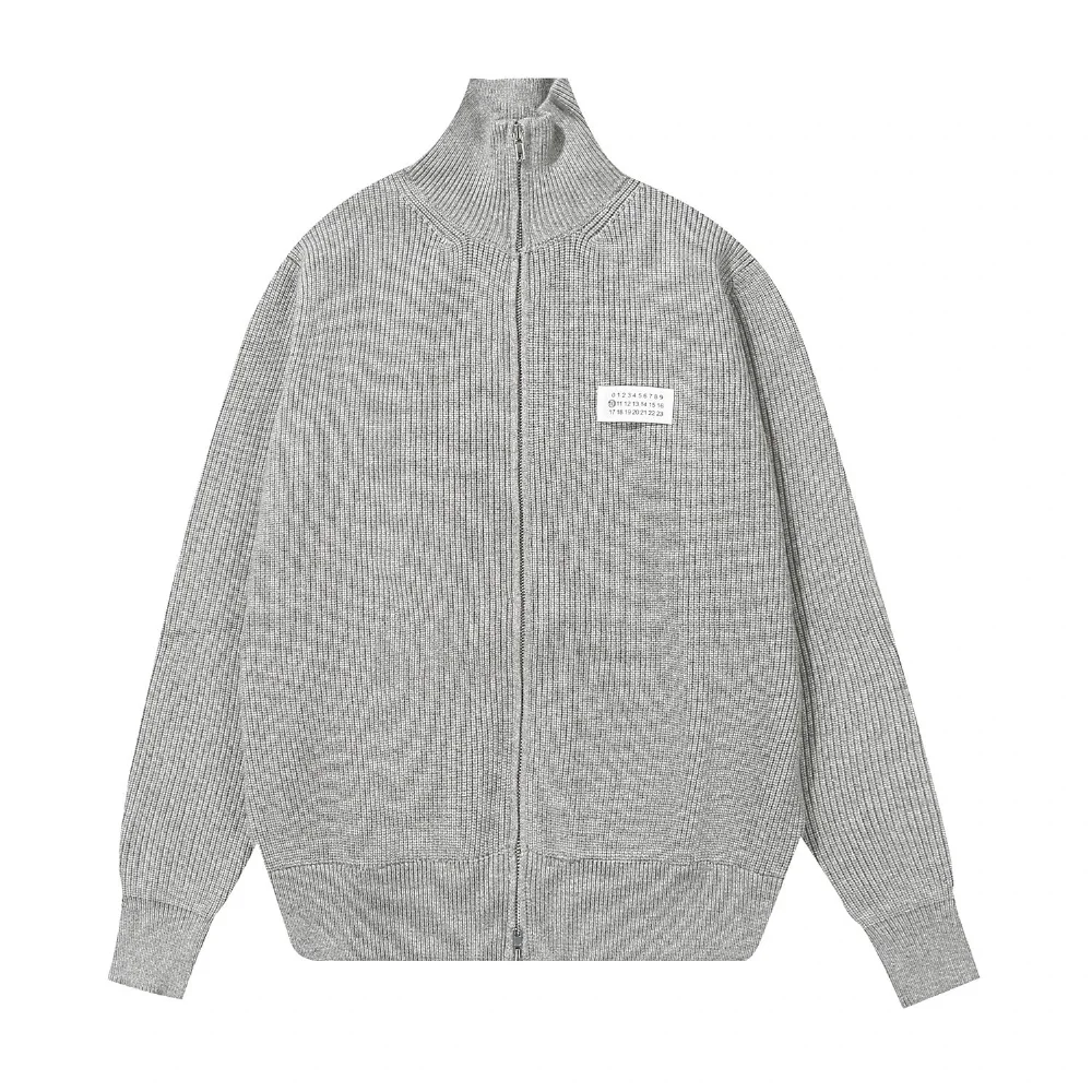 Maison Margiela Numbered Label Ribbed Zip-Up Sweater