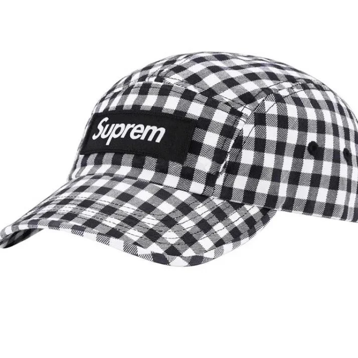 Supreme Gingham Check Camp Cap