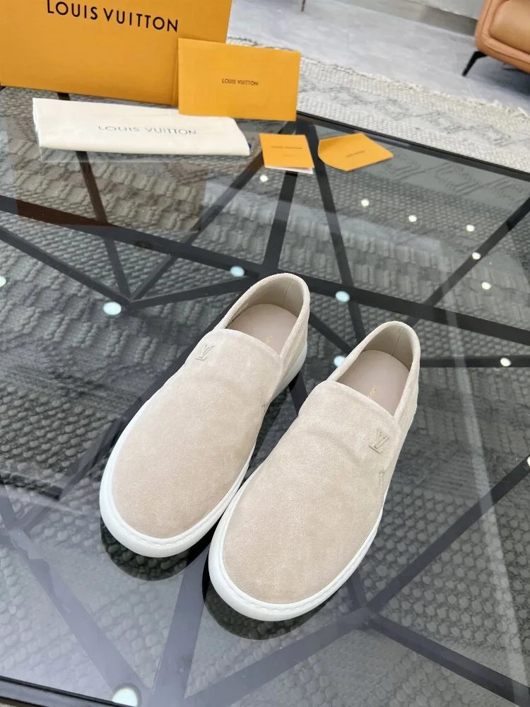 Louis Vuitton LV Logo Suede Slip-On Shoes