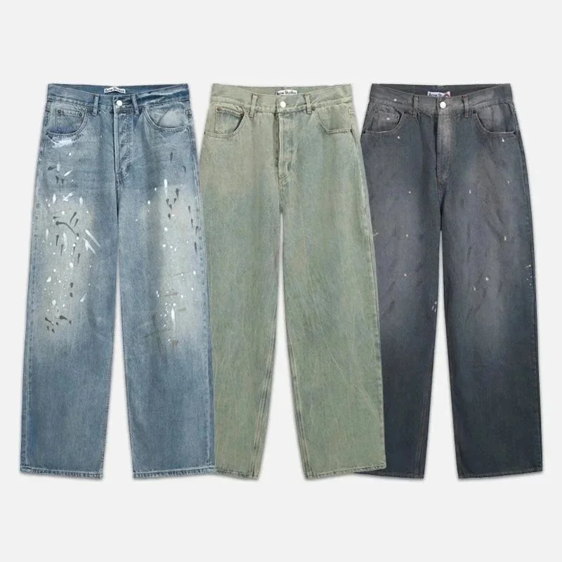 Enfants Riches Deprimes Hand-Painted Splatter Distressed Wide-Leg Jeans