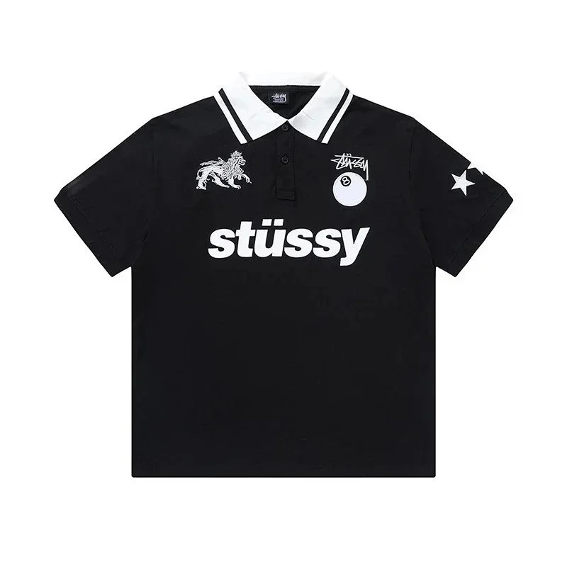 Stussy Lion and 8-Ball Graphic Polo Shirt
