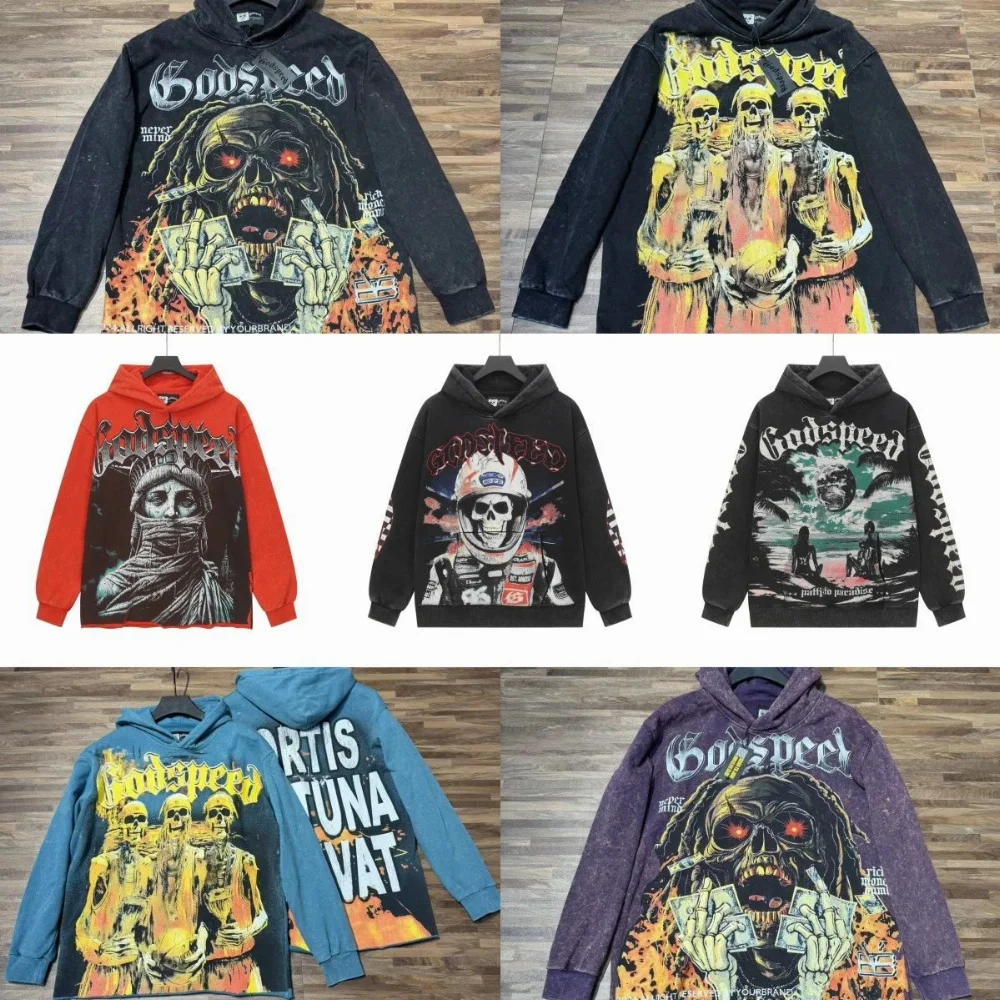 Godspeed Skull Graphic Print Hoodie