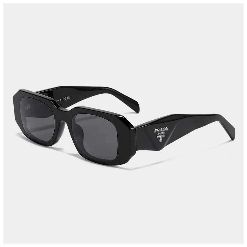 Prada Black acetate rectangular sunglasses with dark lenses