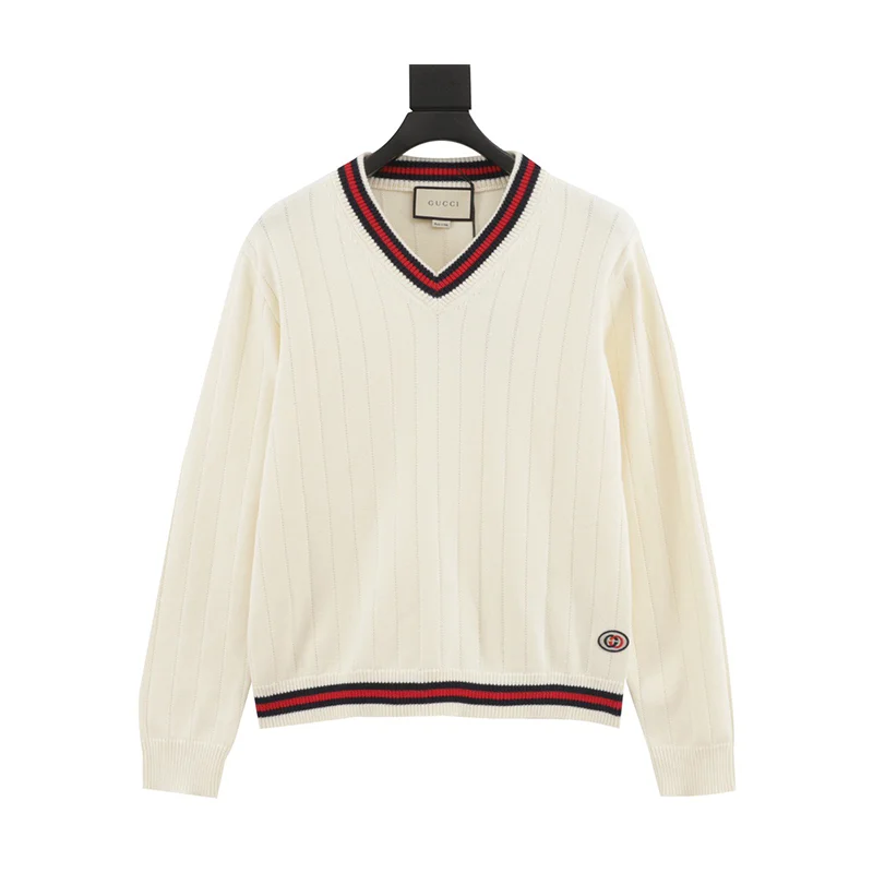 Gucci Ribbed V-Neck Knit Sweater