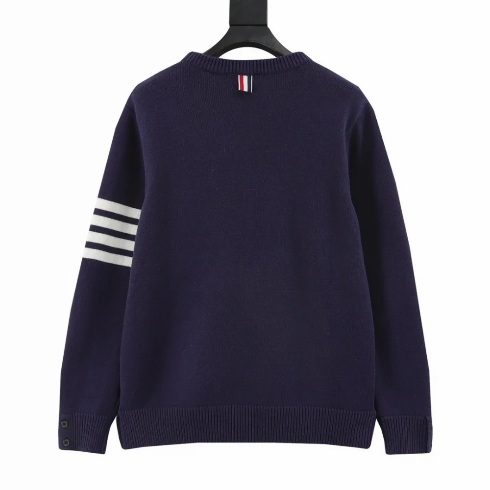 Thom Browne Four-Bar Stripe Sleeve Knit Sweater