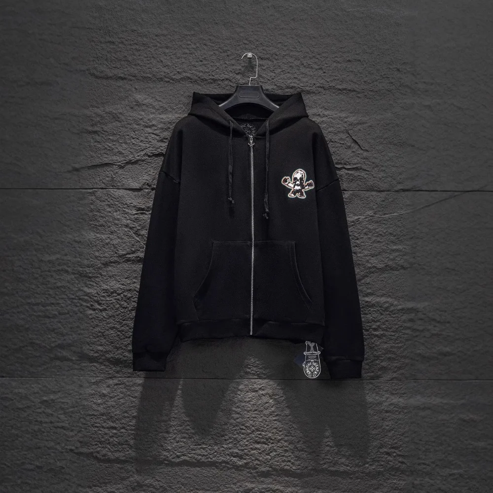 Chrome Hearts Skull Embroidered Zip-Up Hoodie