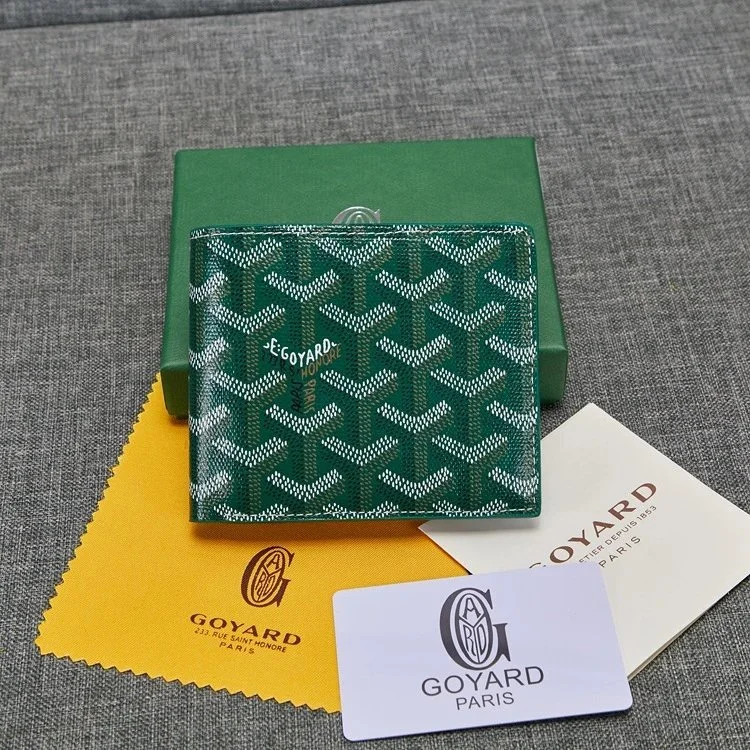 Goyard Green Chevron Canvas Bifold Wallet