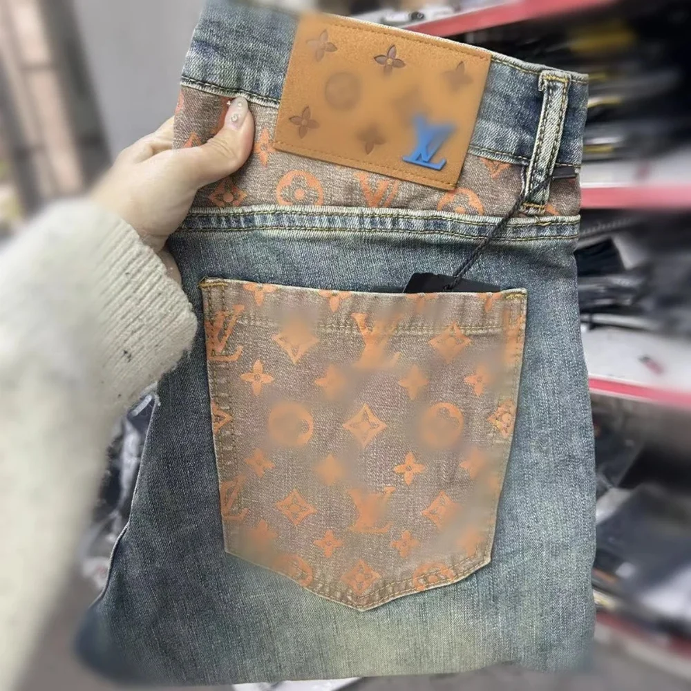 Louis Vuitton Monogram Print Denim Jeans
