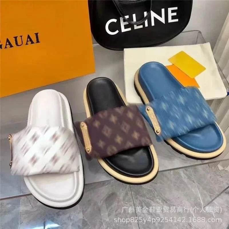 Louis Vuitton Monogram Denim Slide Sandals