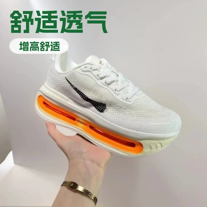 Nike white knit upper orange visible air unit running shoes