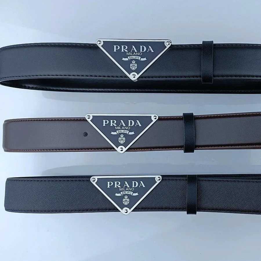 Prada Triangle Logo Buckle Belt